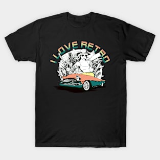 i love retro themed car and girl design T-Shirt